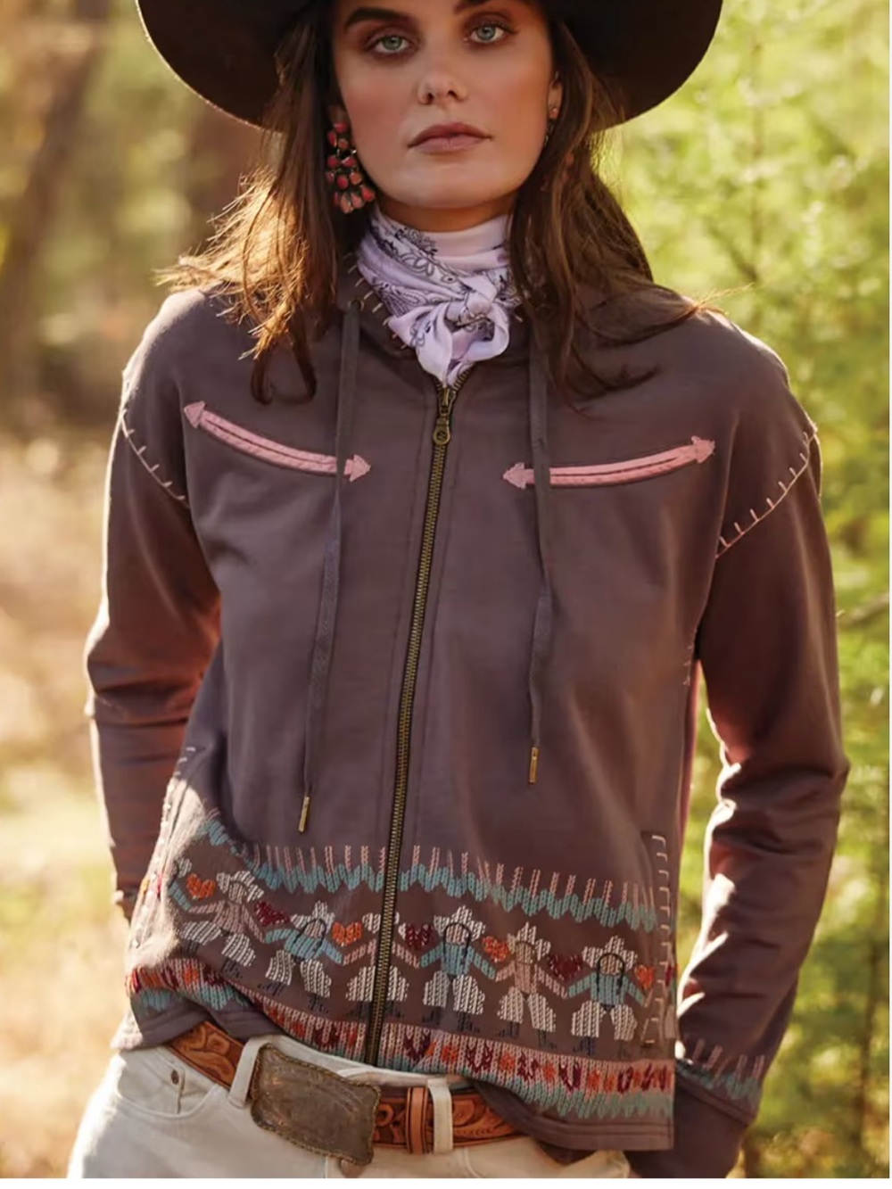Double D Ranch Band of Sisters embroidered zip front hoodie RTL $325 M NWT